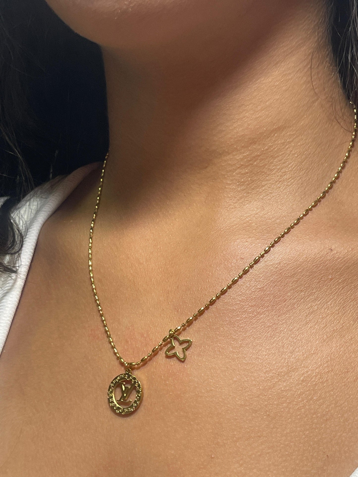 Cadena LV con 2 Dijes DAMA
